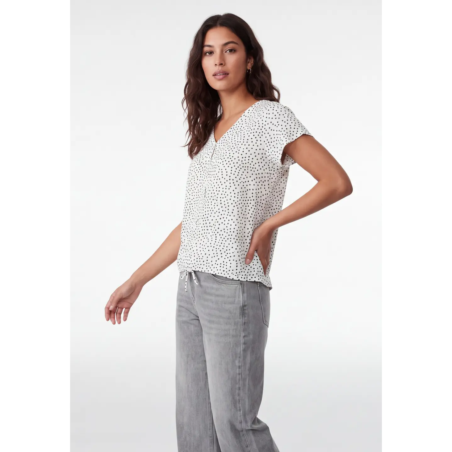 Polera Lunares Mujer Blanco 3