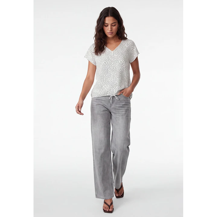 Polera Lunares Mujer Blanco 1