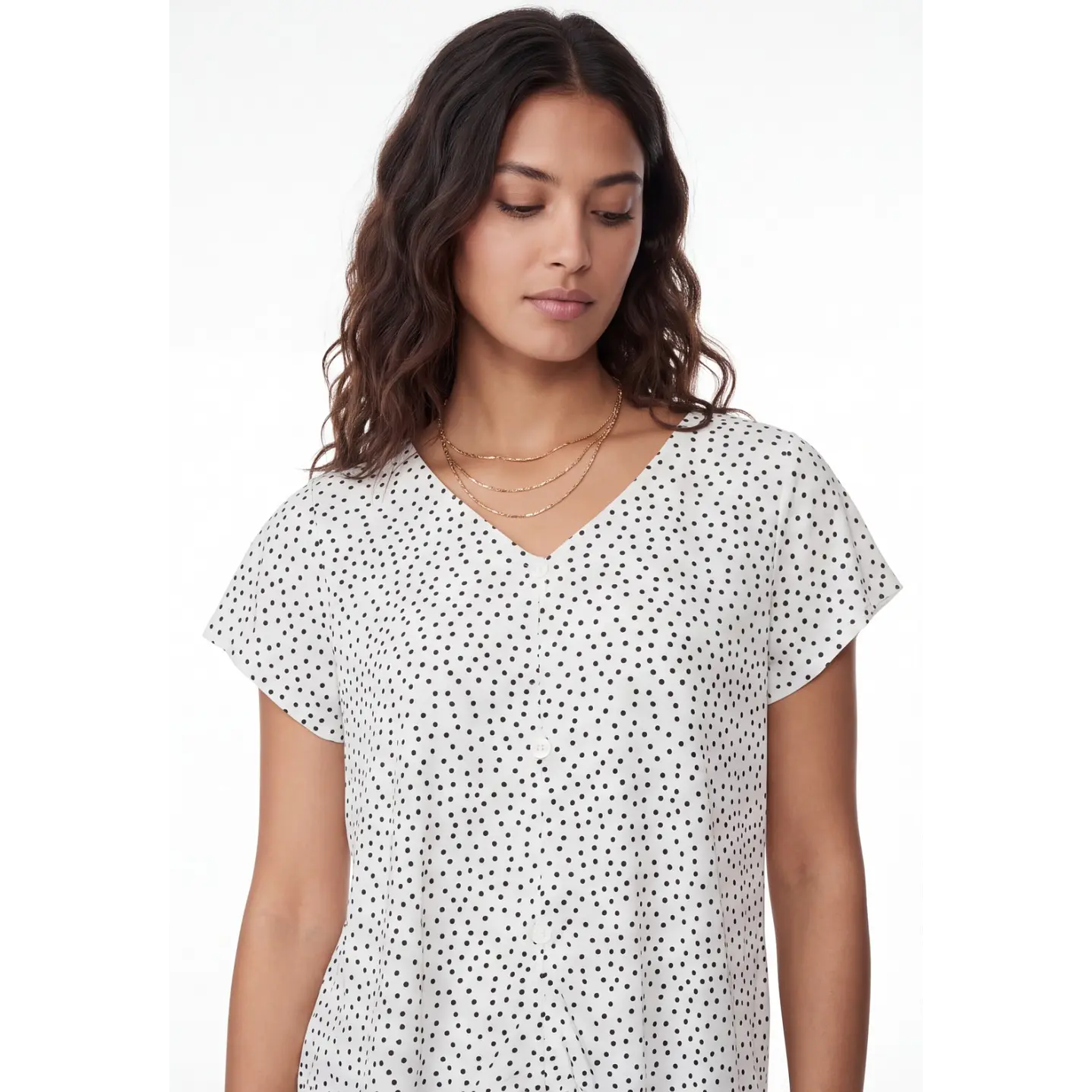 Polera Lunares Mujer Blanco 4