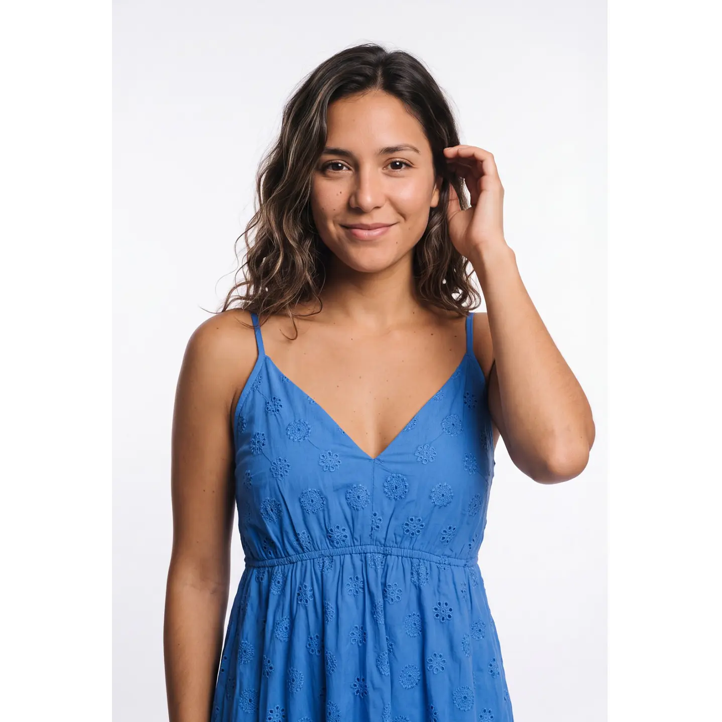 Vestido Pabilo Brodery Mujer Azul 4