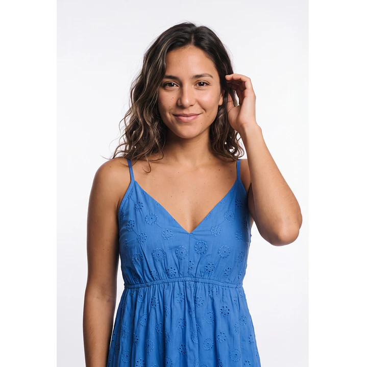 Vestido Pabilo Brodery Mujer Azul 4