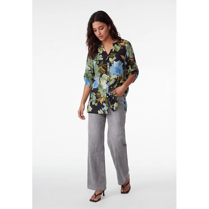 Blusa Flores Mujer Negro 1