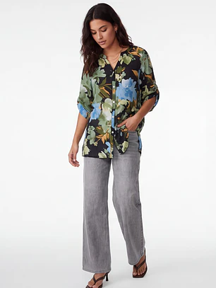 Blusa Flores Mujer Negro