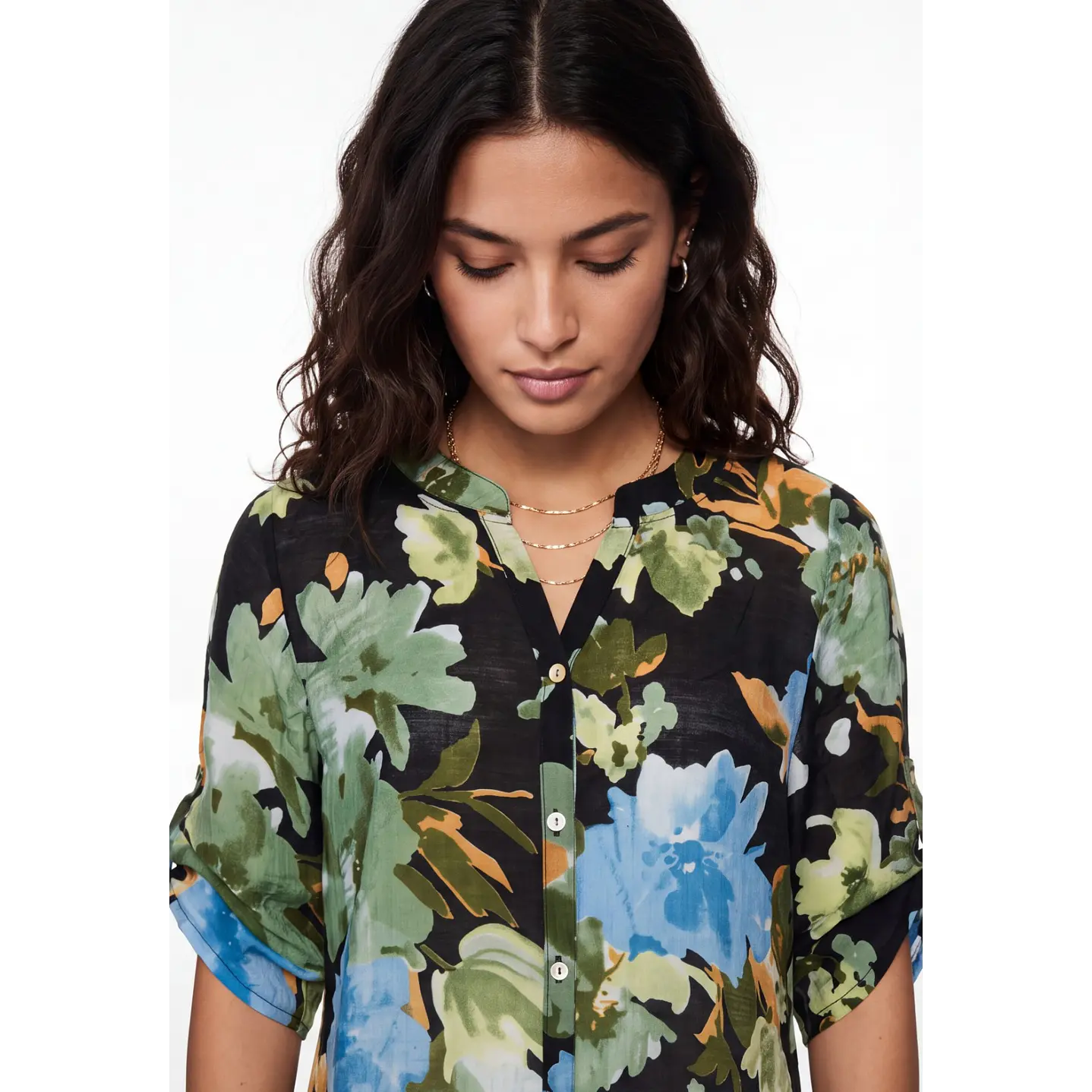 Blusa Flores Mujer Negro 4