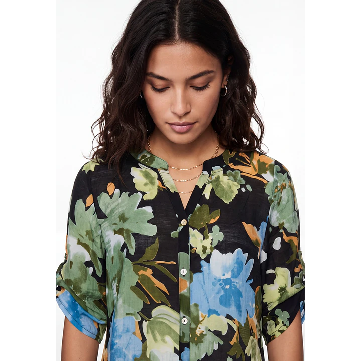 Blusa Flores Mujer Negro 4