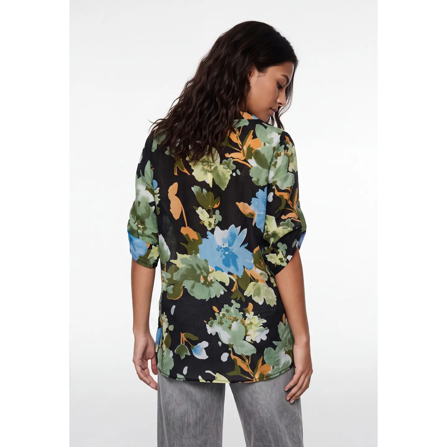 Blusa Flores Mujer Negro 2