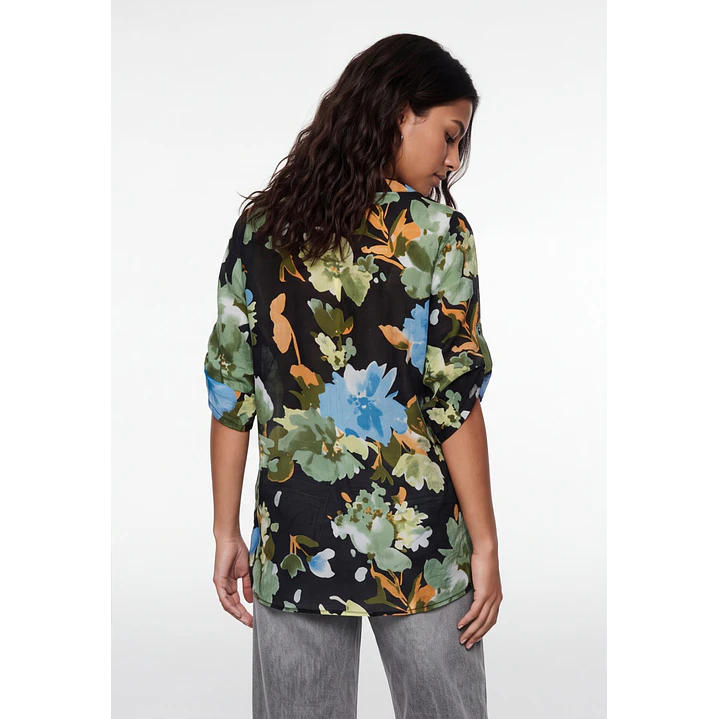 Blusa Flores Mujer Negro 2