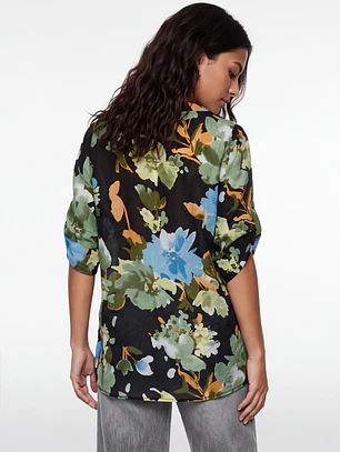 Blusa Flores Mujer Negro
