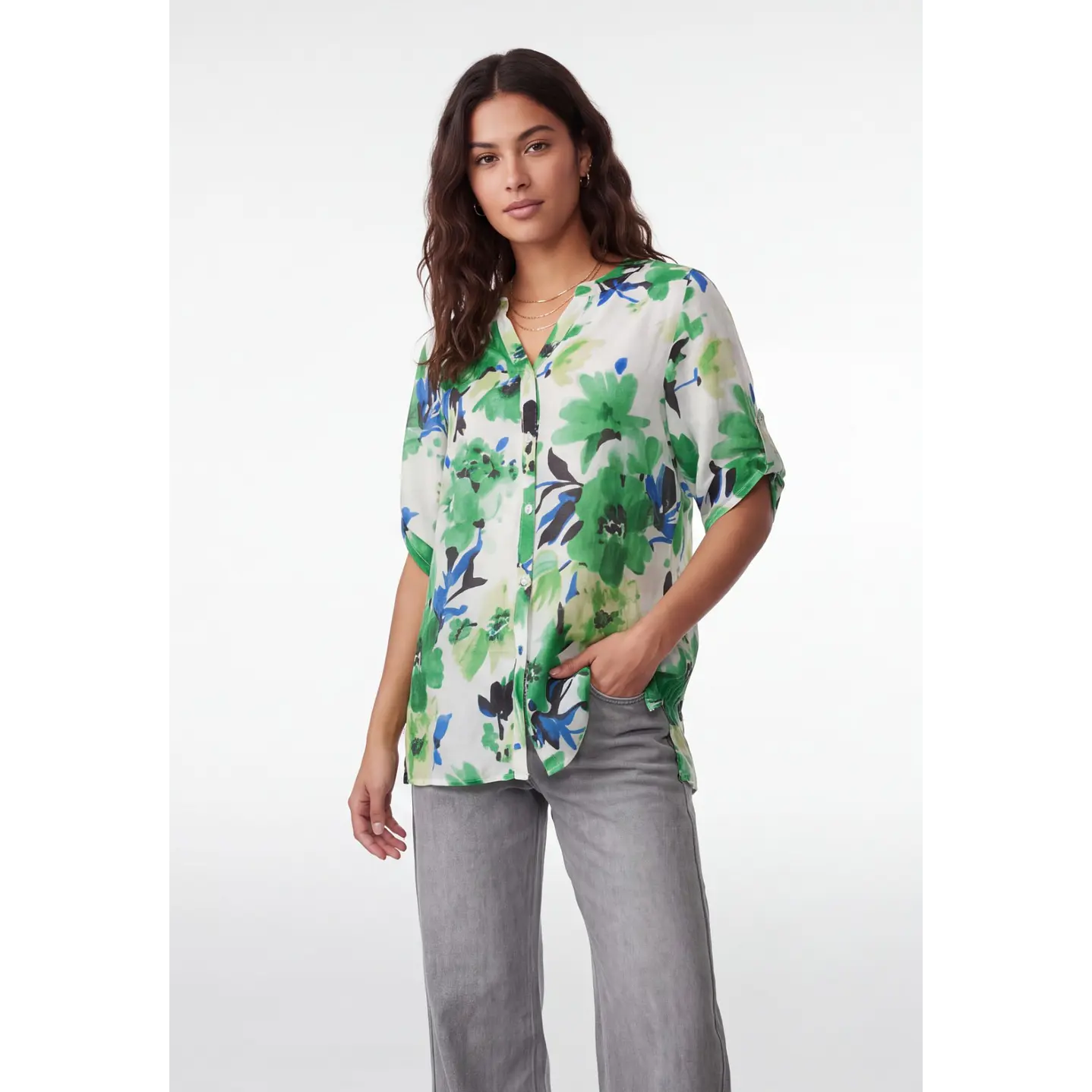 Blusa Flores Mujer Blanco 1