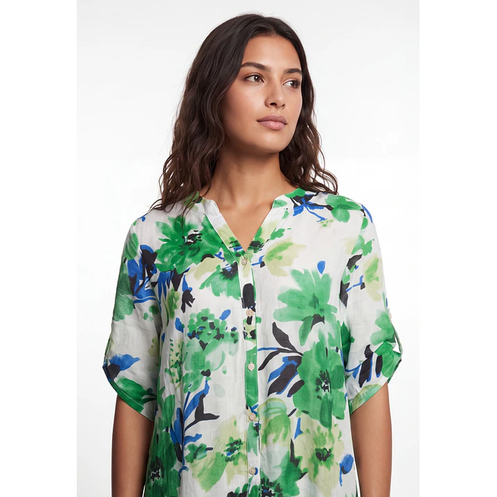 Blusa Flores Mujer Blanco 4