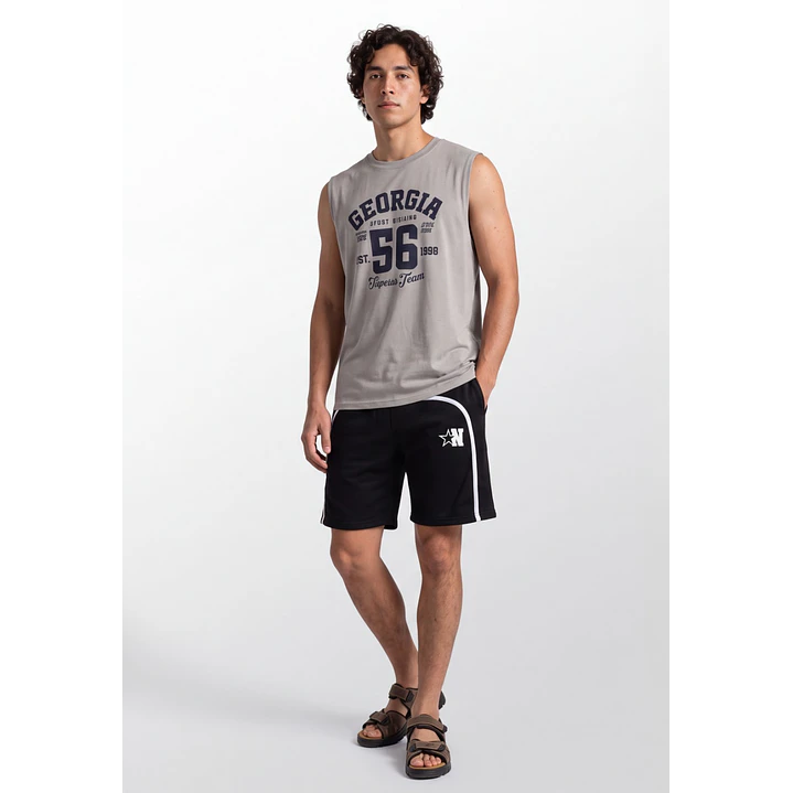 Bermuda Doble Pretina Hombre Negro 3