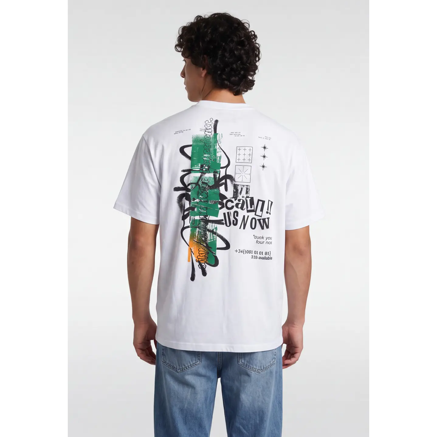 Polera Call us Now Hombre Blanco 1