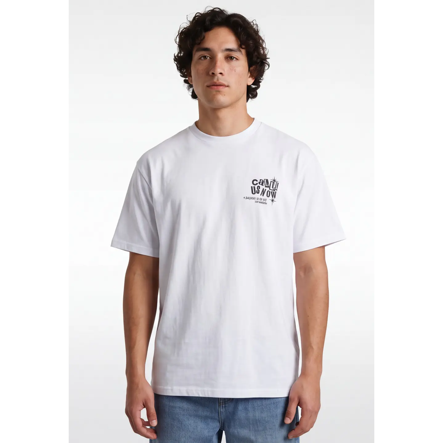 Polera Call us Now Hombre Blanco 2