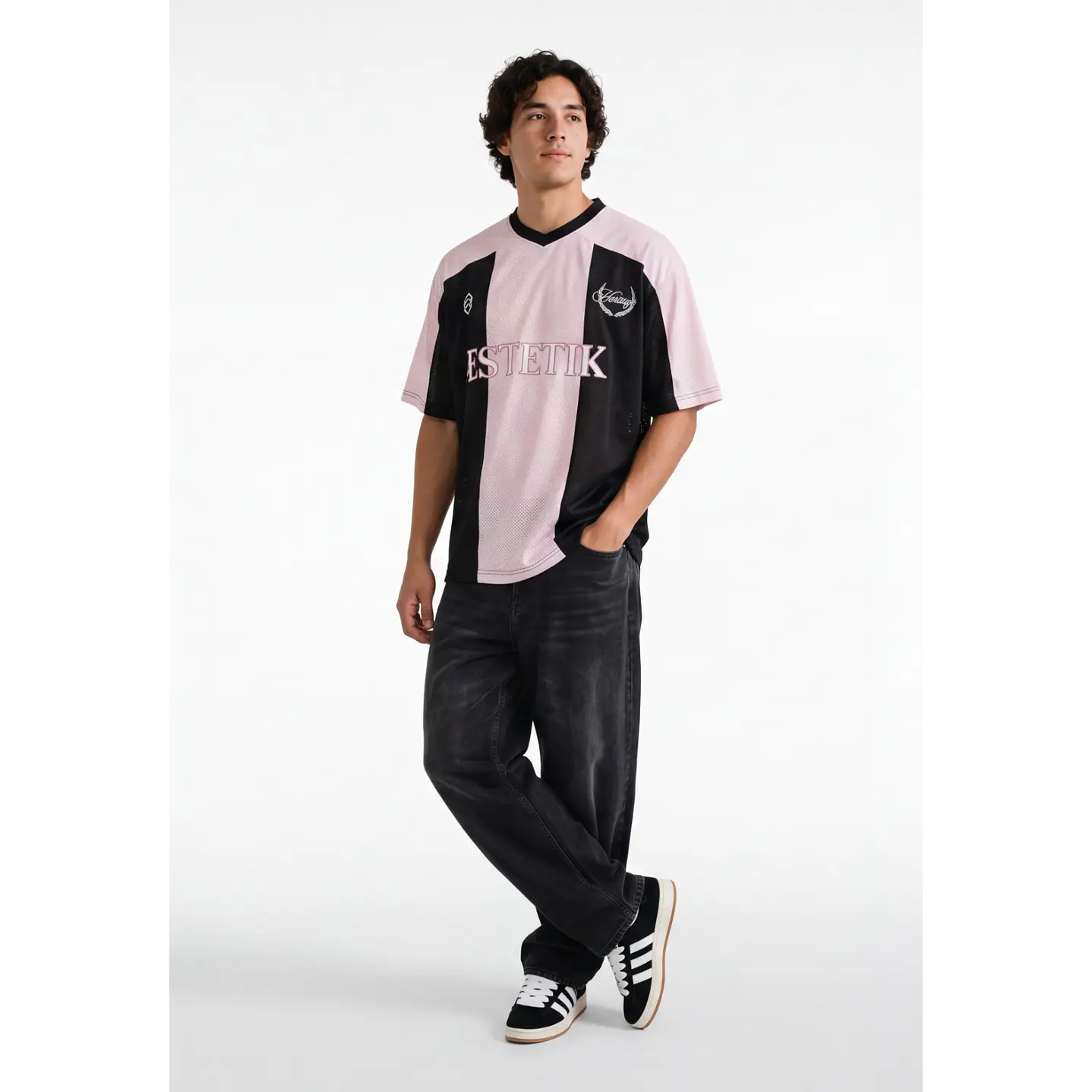 Polera Deportiva Bicolor Hombre Negro 3