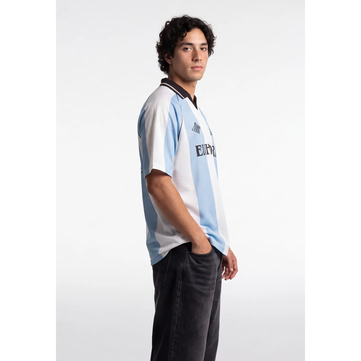 Polera Deportiva Bicolor Hombre Celeste 3