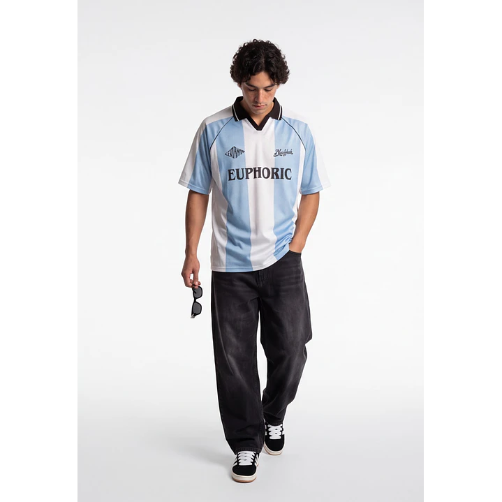 Polera Deportiva Bicolor Hombre Celeste 1