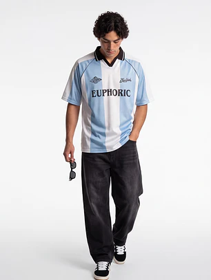 Polera Deportiva Bicolor Hombre Celeste