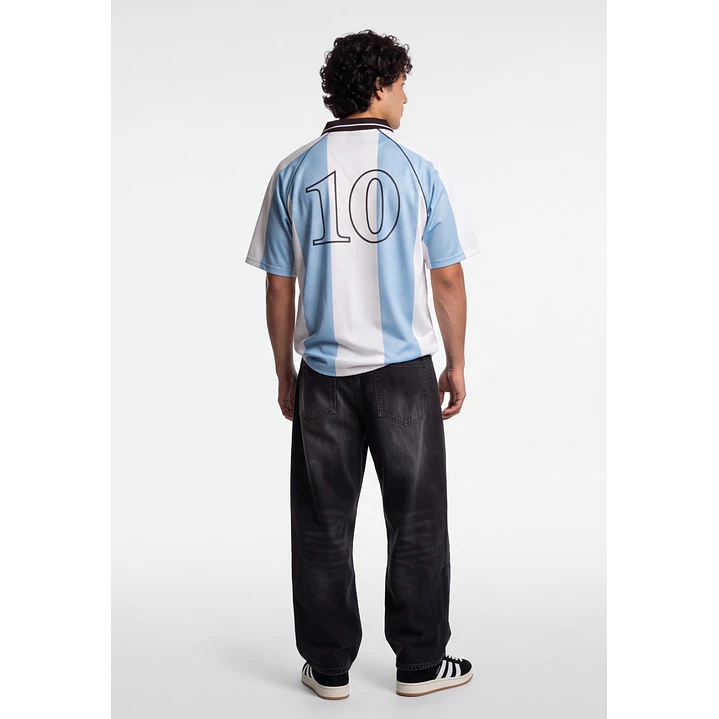 Polera Deportiva Bicolor Hombre Celeste 2
