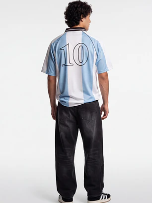 Polera Deportiva Bicolor Hombre Celeste
