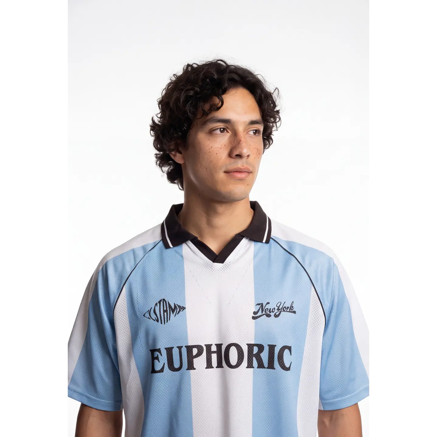 Polera Deportiva Bicolor Hombre Celeste 4