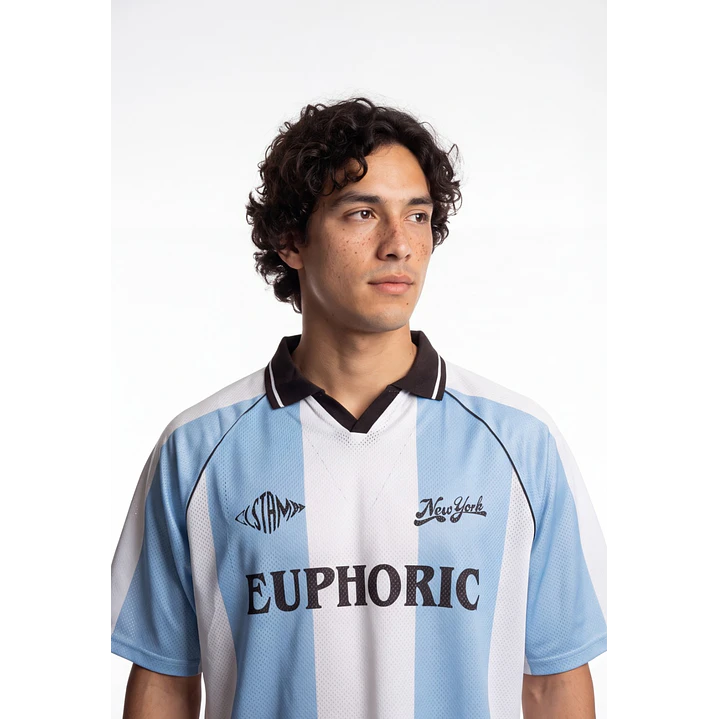 Polera Deportiva Bicolor Hombre Celeste 4