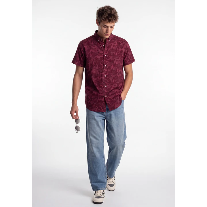 Camisa Popelina Hombre Rojo 3
