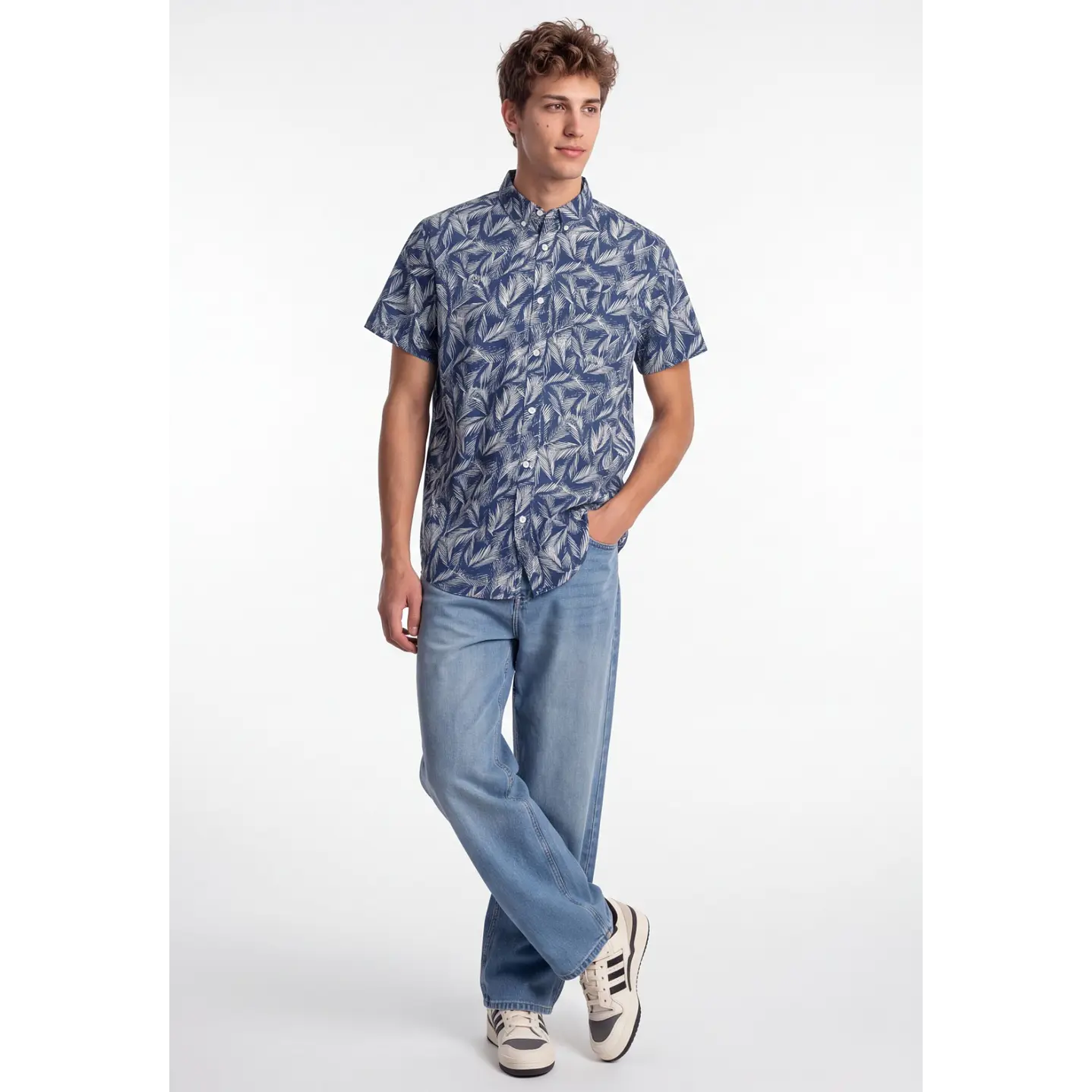 Camisa Popelina Hombre Azul 1