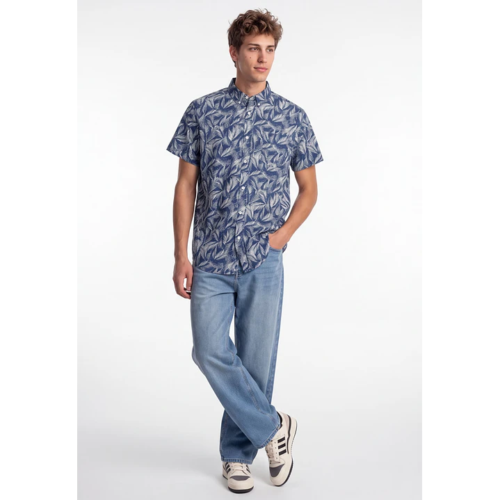 Camisa Popelina Hombre Azul 1