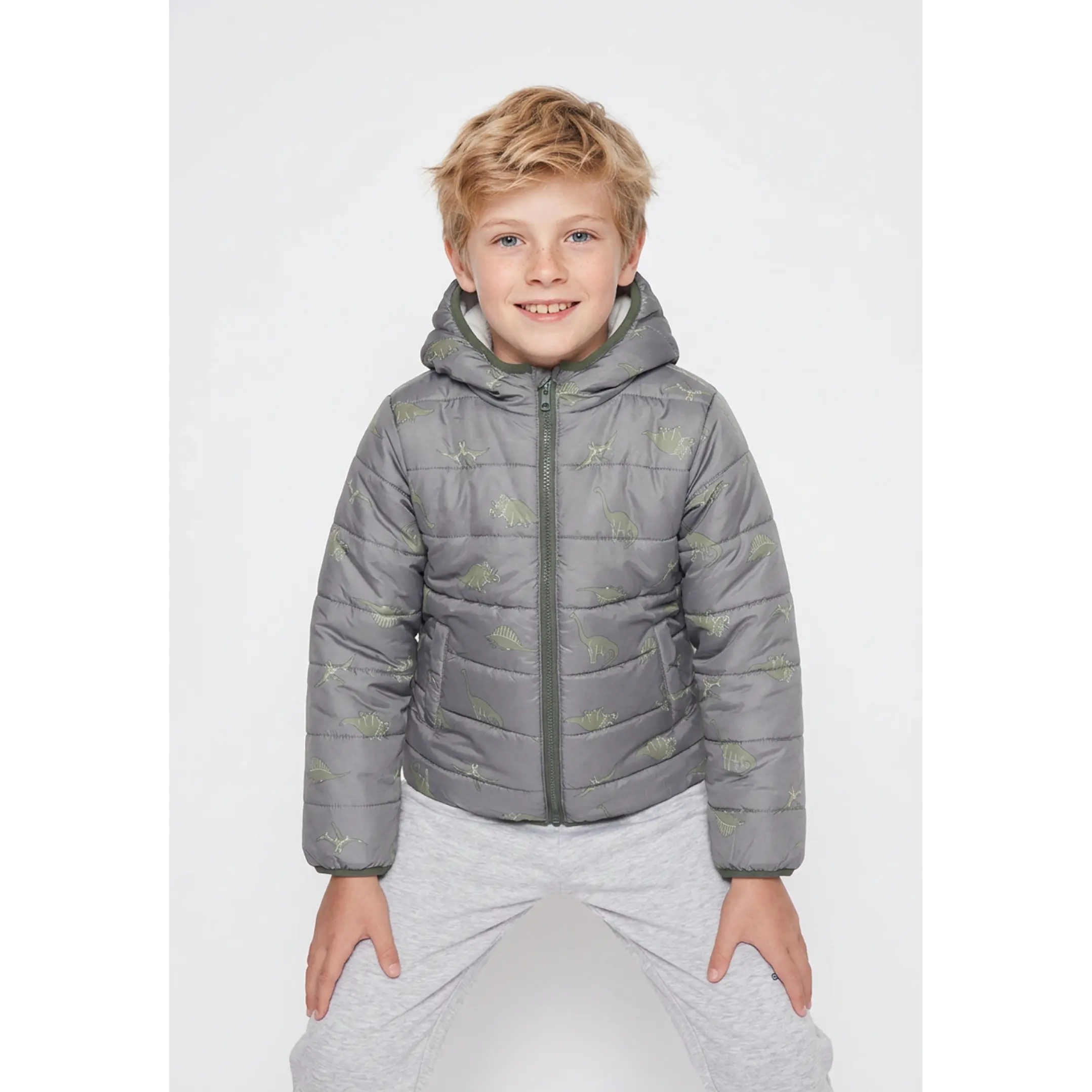 Parka Niño Gris Polar Dinosaurio Family Shop 1