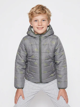 Parka Niño Gris Polar Dinosaurio Family Shop
