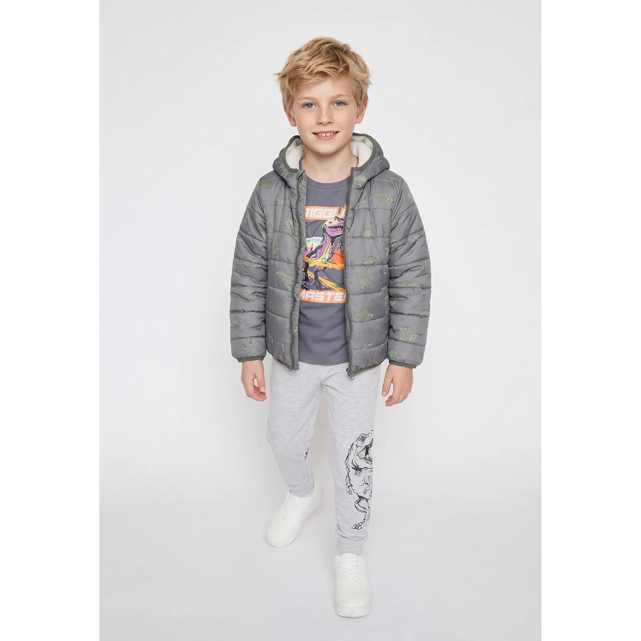 Parka Niño Gris Polar Dinosaurio Family Shop 2
