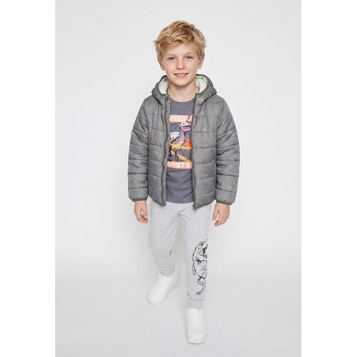 Parka Niño Gris Polar Dinosaurio Family Shop 2