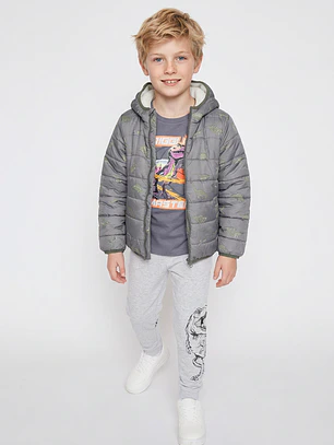 Parka Niño Gris Polar Dinosaurio Family Shop