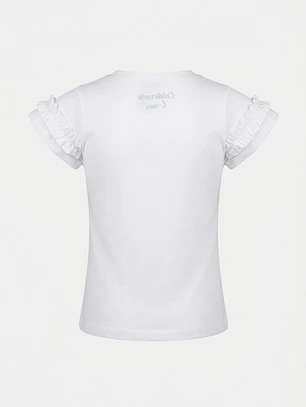Polera Vuelos Romantic Niña Blanco