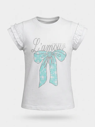 Polera Vuelos Romantic Niña Blanco