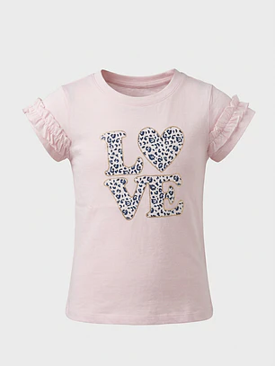 Polera Vuelos Love Niña Rosado