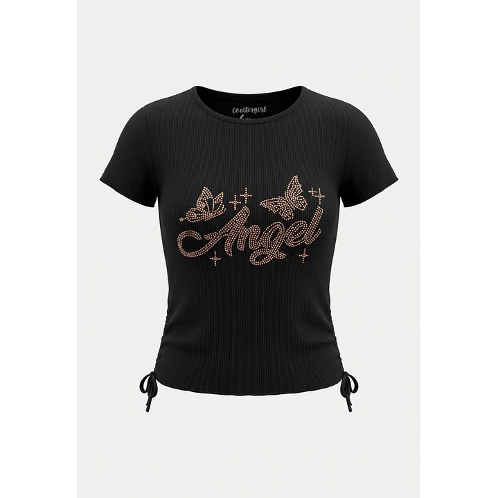 Polera Tachas Niña Negro 1