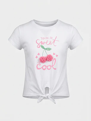 Polera Tela Niña Blanco