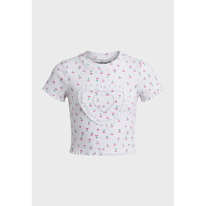 Polera Cherry Niña Blanco 1