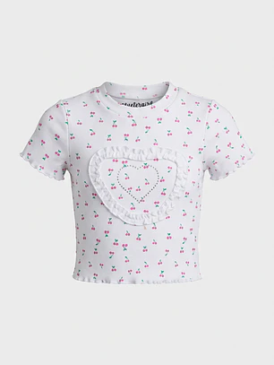Polera Cherry Niña Blanco