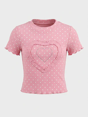 Polera Lunares Niña Rosado