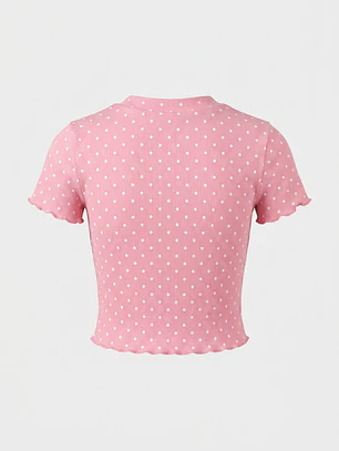 Polera Lunares Niña Rosado