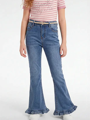 Jeans Con Basta Flare Niña Azul