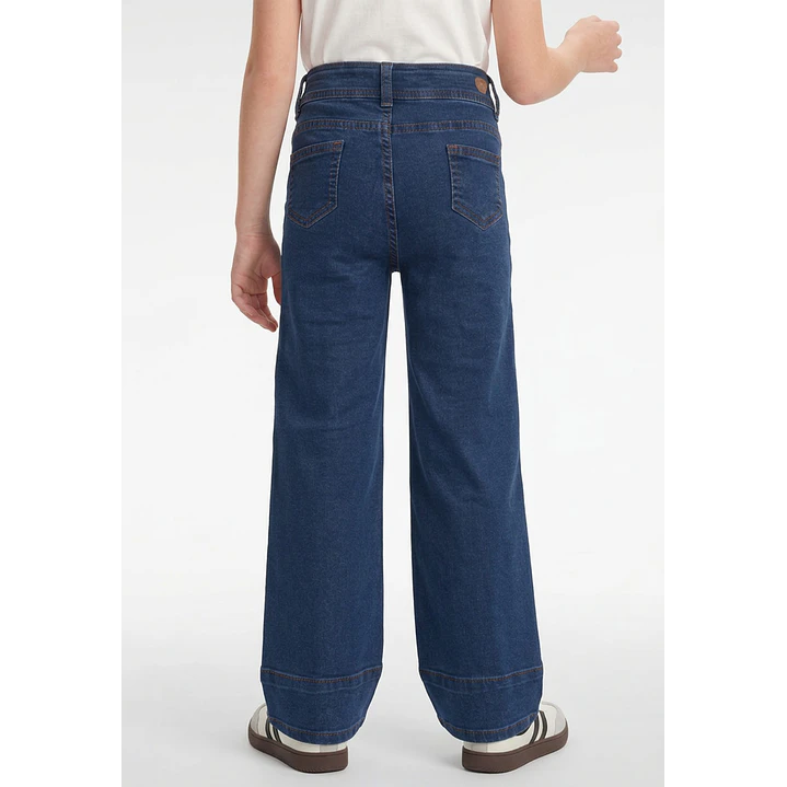 Jeans Botones Wide Leg Niña Azul 2