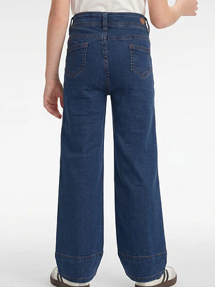 Jeans Botones Wide Leg Niña Azul
