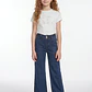Jeans Botones Wide Leg Niña Azul - Miniatura 3