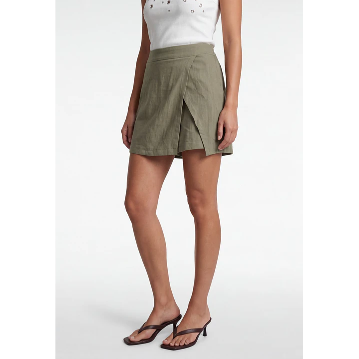 Falda Skort Viscosa Mujer Verde 1