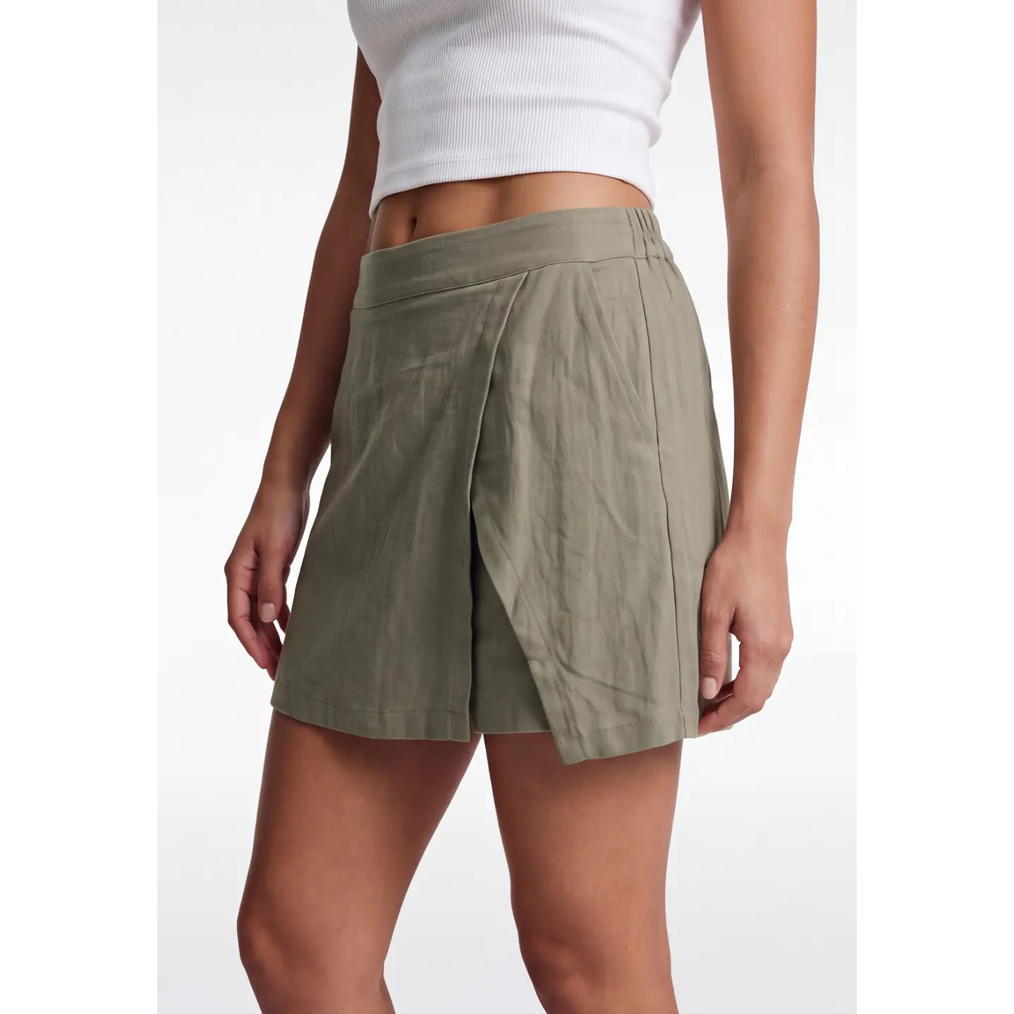 Falda Skort Viscosa Mujer Verde 4