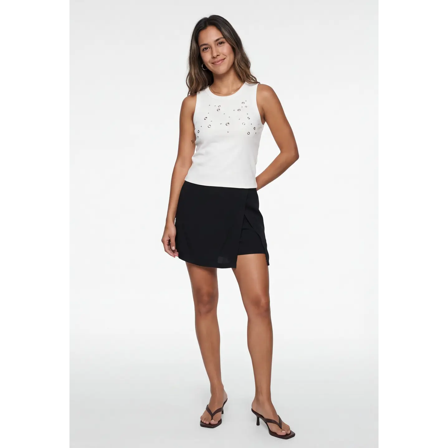 Falda Skort Viscosa Mujer Negro 3