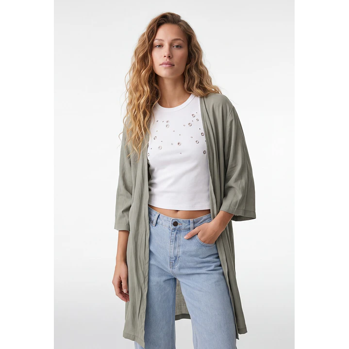 Tapado Liso Mujer Manga 3/4 Verde 1